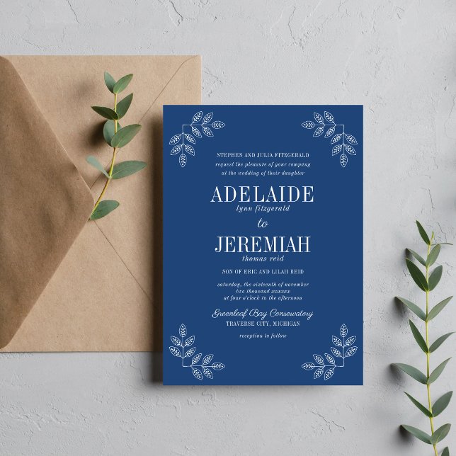Invitación de Boda Floral Simplicity 2 Azul Verdad (Subido por el creador)