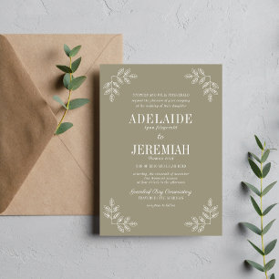Invitación de Boda Floral Simplicity 2 Verde Musgo