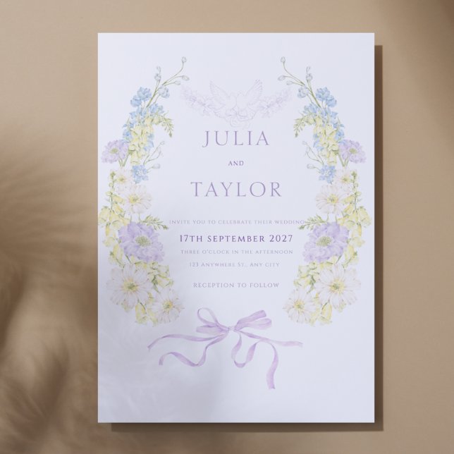 Invitación de boda floral suave – Colorida elegant (Subido por el creador)