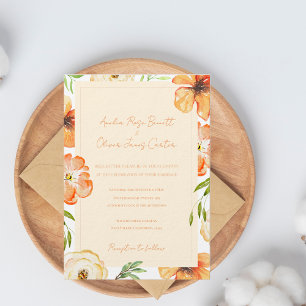 Invitación de boda floral suave melocotón jardín p