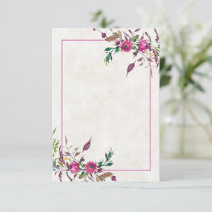 Invitación de boda floral suelta rosa presupuesto 
