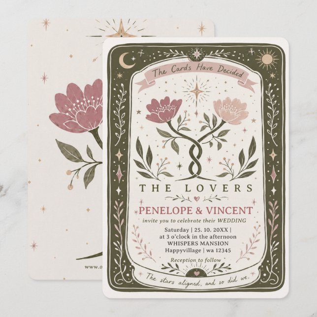 Invitación de Boda Floral Tarot (Anverso / Reverso)
