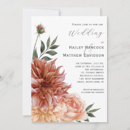 Invitación de boda floral Terracotta, melocotón, r