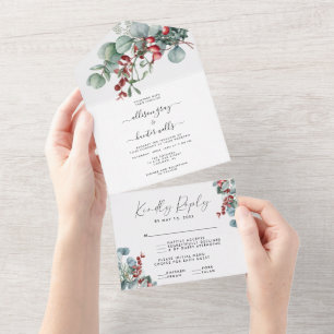 Invitación de boda floral todo en uno