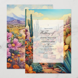 Invitación de boda floral tonos del desierto