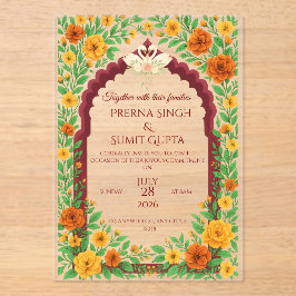 Invitación de boda floral tradicional india