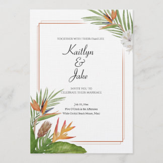 Invitación de boda floral tropical colorida