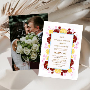 invitación de boda floral única y colorida
