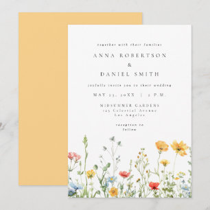 Invitación de boda floral veraniega caprichosa