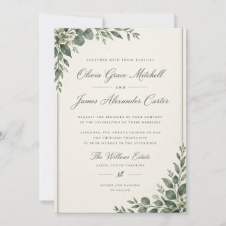 Invitación de Boda Floral/Verde