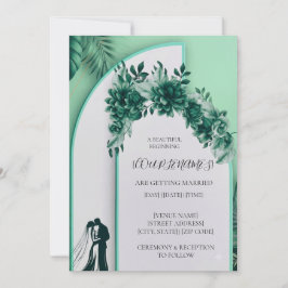 Invitación de boda floral verde