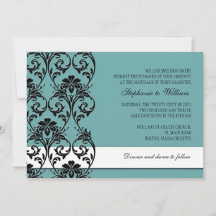Invitación de Boda Floral verde azulada Vintage