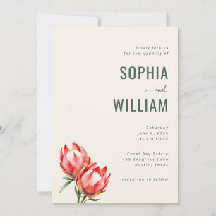 Invitación de boda floral verde elegante