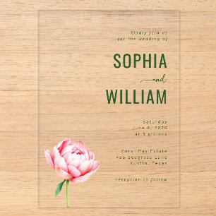 Invitación de boda floral verde elegante
