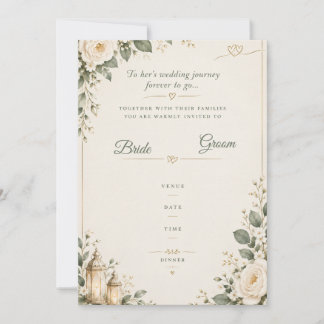 Invitación de boda floral verde elegante salvia