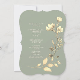 Invitación de boda floral verde esmeralda boho