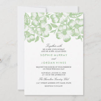 Invitación de boda floral verde moderna