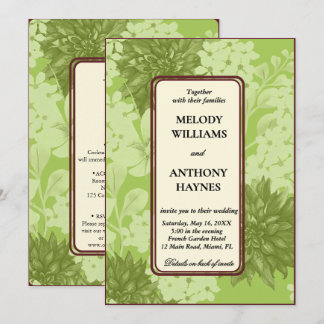 Invitación de boda floral verde oliva todo en uno