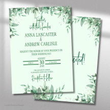 Invitación de Boda Floral Verde Sábila Elegante