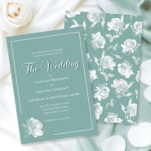 Invitación de Boda Floral Verde Sabio Escritura Ca