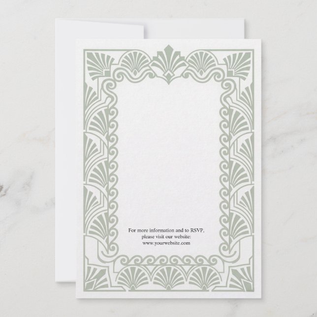 Invitación de Boda Floral Verde Salvia Vintage (Reverso)