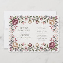 Invitación de boda floral victoriana horizontal ro