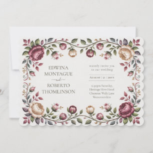 Invitación de boda floral victoriana horizontal ro
