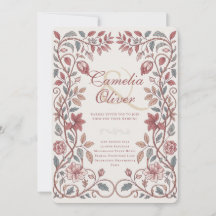 Invitación de Boda Floral Victoriana Terracota Azu