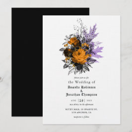 Invitación de boda floral vintage de Halloween