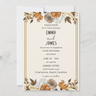 Invitación de boda floral vintage elegante