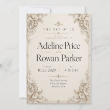 Invitación de boda floral vintage elegante