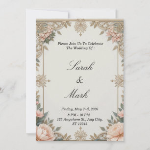 Invitación de boda floral vintage elegante - Sofis