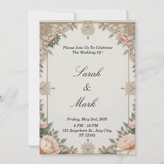Invitación de boda floral vintage elegante - Sofis