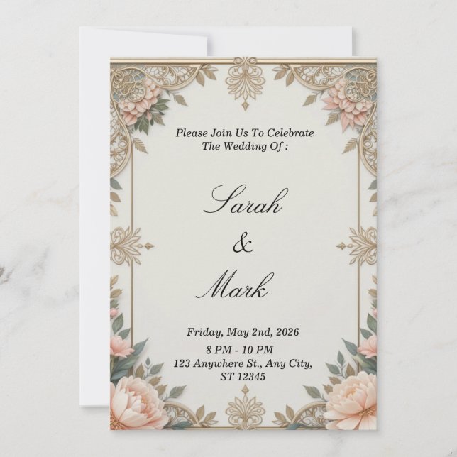 Invitación de boda floral vintage elegante - Sofis (Anverso)