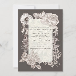 Invitación de Boda Floral Vintage Moderna Marfil y