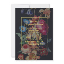Invitación de boda floral vintage oscura