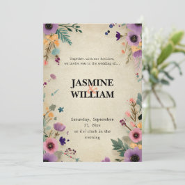 Invitación de Boda Floral Vintage Rústica