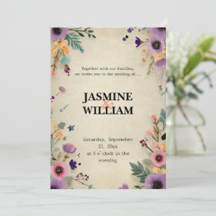 Invitación de Boda Floral Vintage Rústica