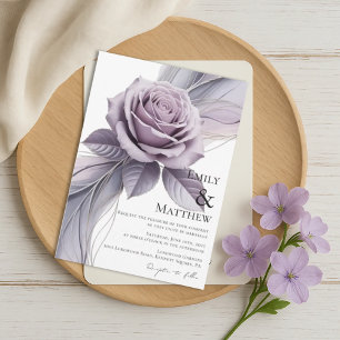 Invitación de boda floral violeta