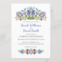Invitación de boda floral violeta de diseño húngar