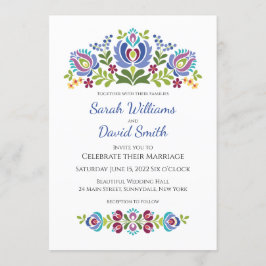 Invitación de boda floral violeta de diseño húngar