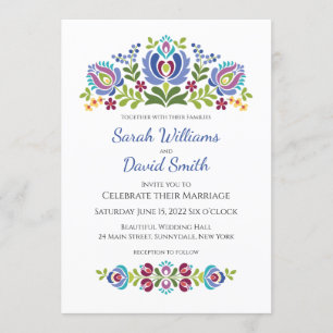 Invitación de boda floral violeta de diseño húngar