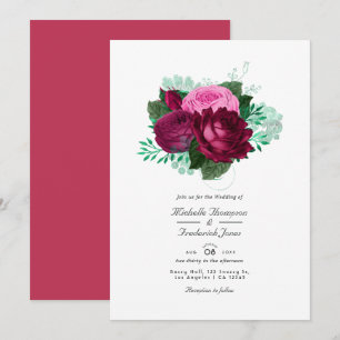 Invitación de boda floral Viva Magenta