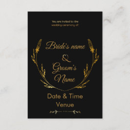 Invitación de boda floral y anillos de oro elegant