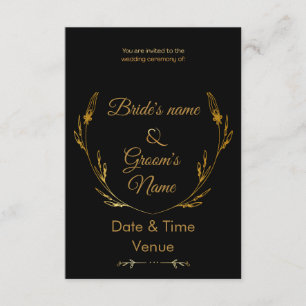 Invitación de boda floral y anillos de oro elegant