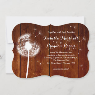 Invitación de boda floral y de madera