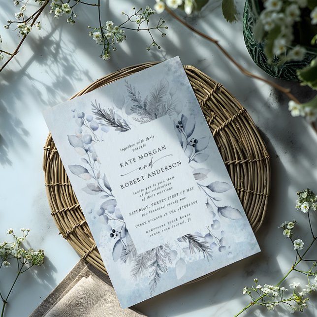 invitación de boda floral y elegante de invierno (Subido por el creador)