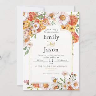 Invitación de boda florecimiento floral romántico