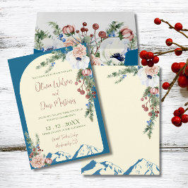 Invitación de boda Flores de Montaña de Invierno
