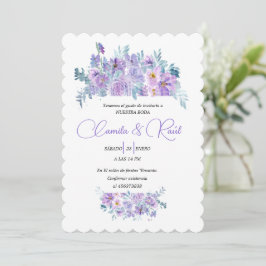 Invitación de Boda “Flores en Tono Lila”